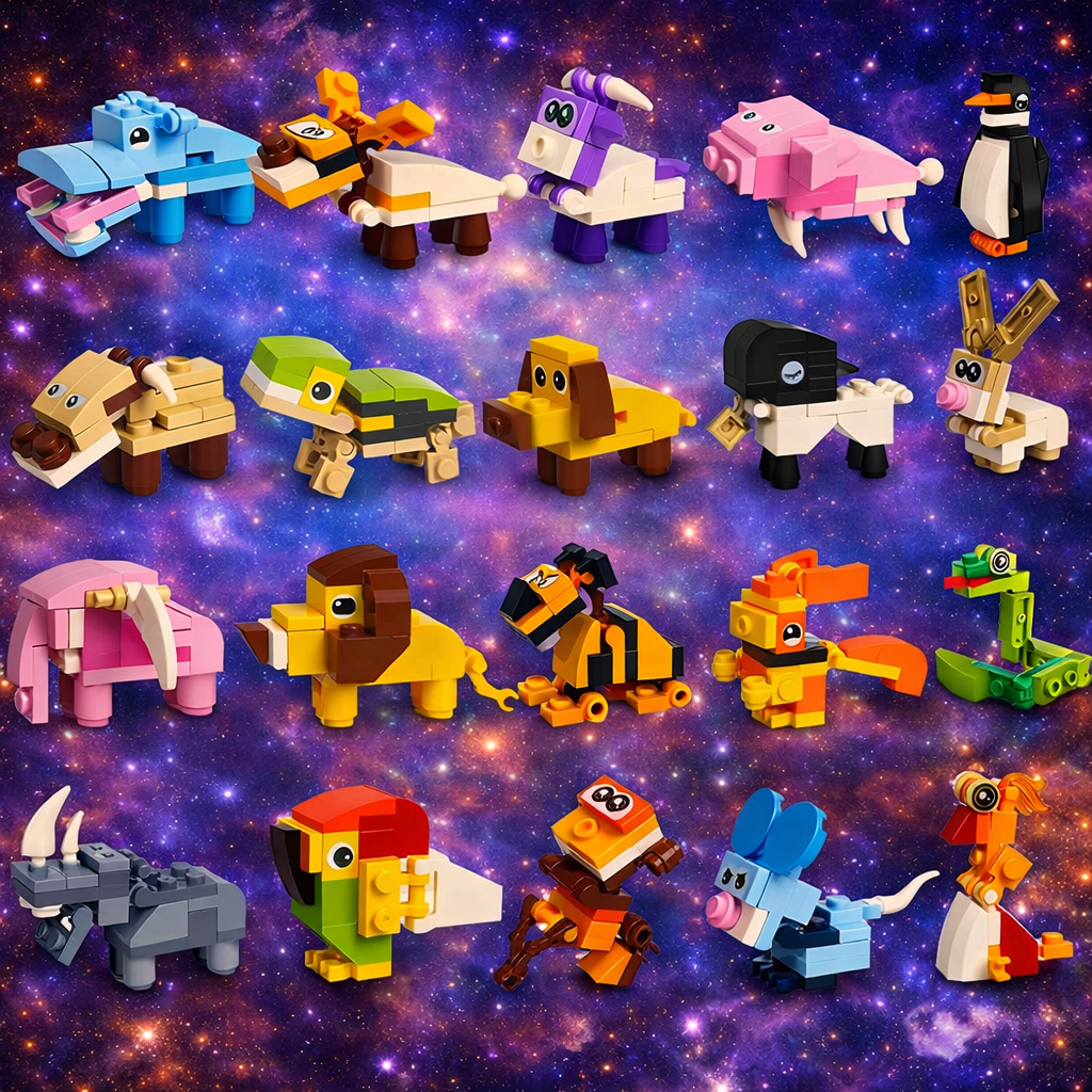 Tarjetas de San Valentín con Bloques de Animales | 24/26/28 Piezas | Cajas de Corazón + Notas de Amor | Ideal para Niños y Clases