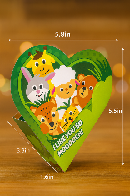 Tarjetas de San Valentín con Bloques de Animales | 24/26/28 Piezas | Cajas de Corazón + Notas de Amor | Ideal para Niños y Clases